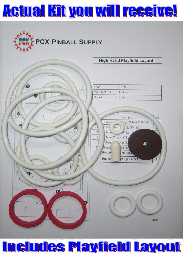 1973 Gottlieb High Hand Pinball Rubber Ring Kit