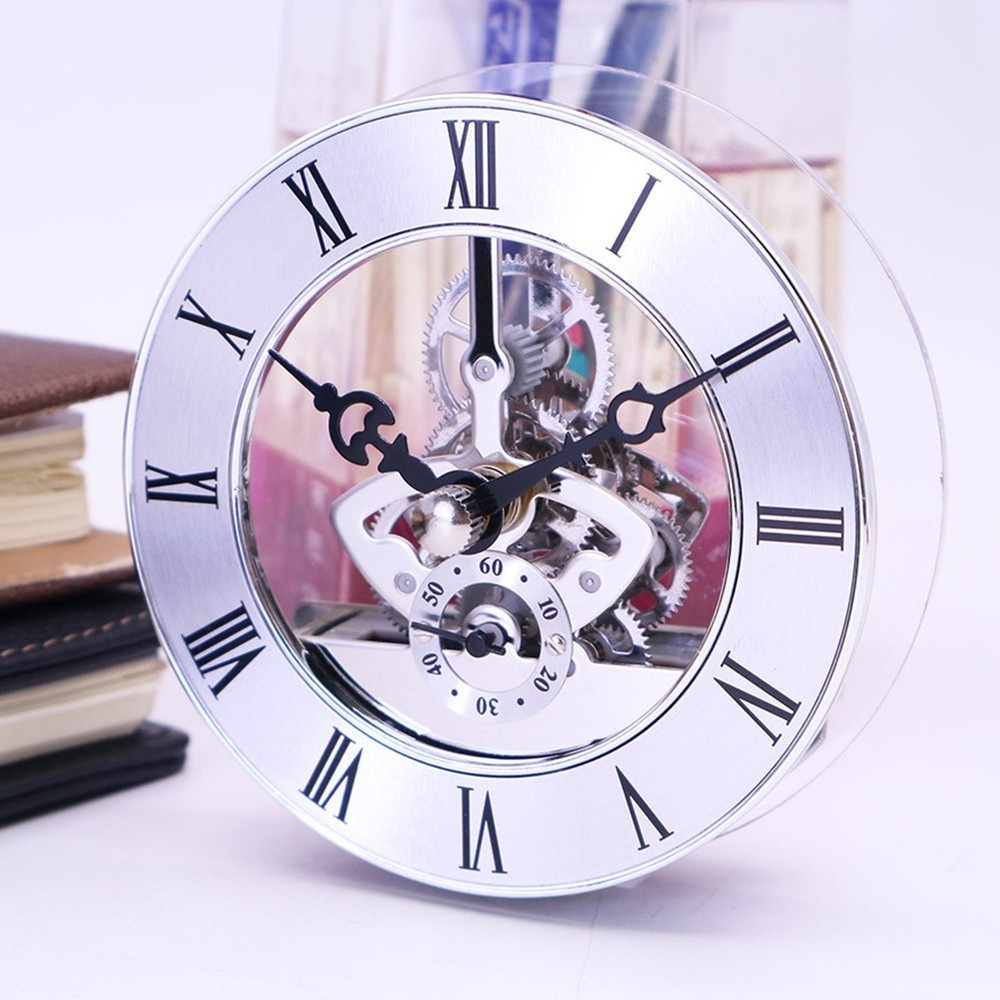 4) Compact Clock Replacement 86mm Quartz Movement Roman Numeral Design