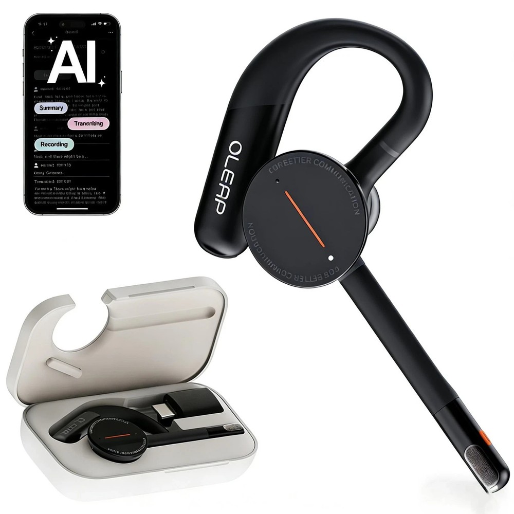 Oleap Archer AI Transcribed Wireless Headset Single Ear Bluetooth Headset, Meeti