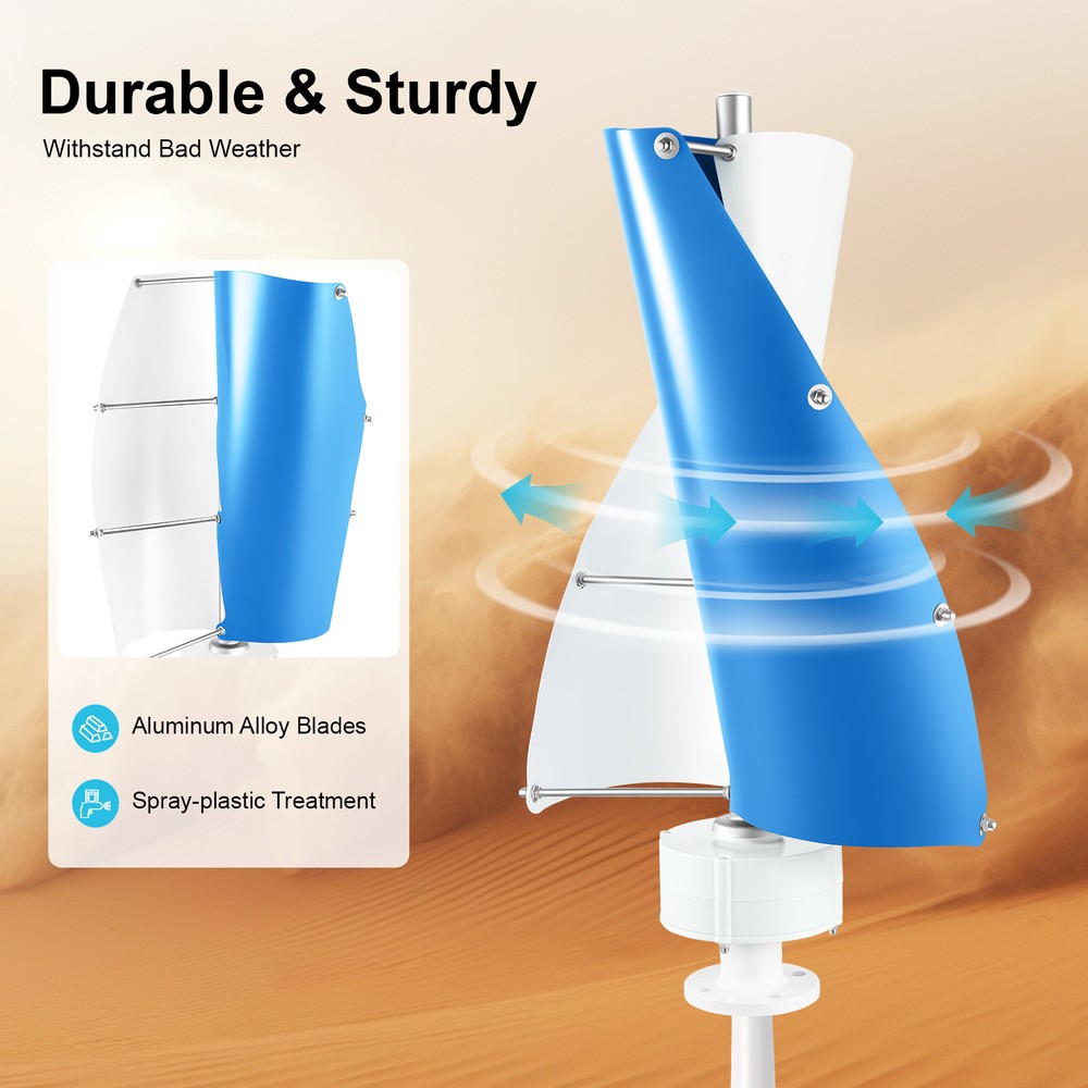 Vertical Axis Wind Turbine Generator 12V with Controller Home Windmill Kit 100W