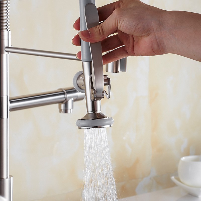 Kitchen Faucet Pull Down Sprayer Single Handle Commercial Double-Head Mixer Tap