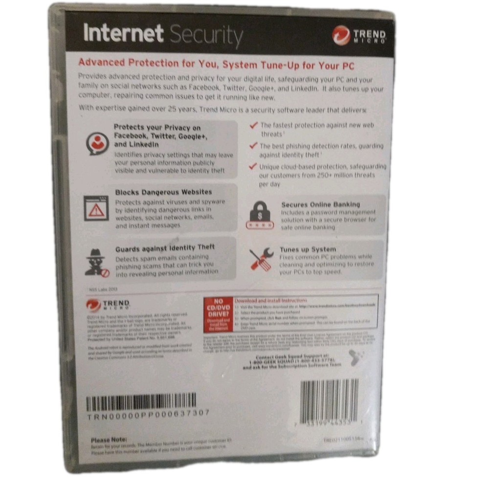Trend Micro Internet Security Bundle PC Mac iOS Advanced Protection Software