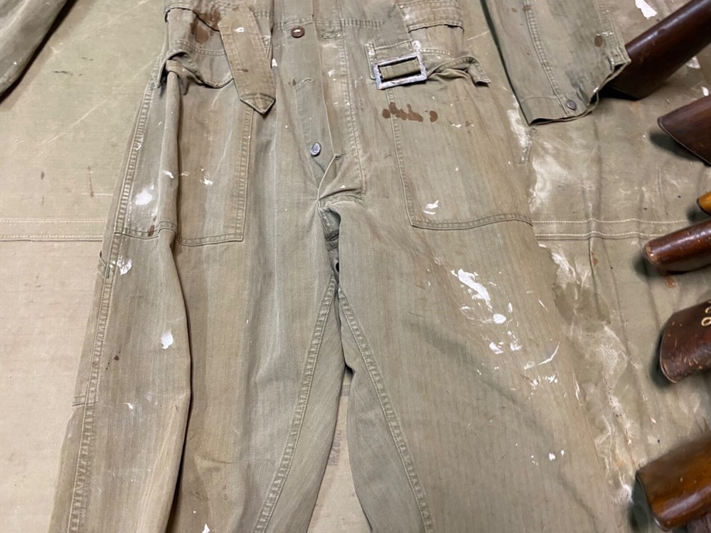 ORIGINAL WWII US ARMY HBT OVERALLS COVERALLS- LARGE 44R
