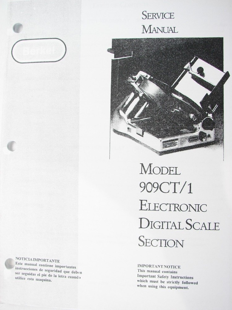 Berkel 909CT/1 Electronic Digital Scale Section Service Manual