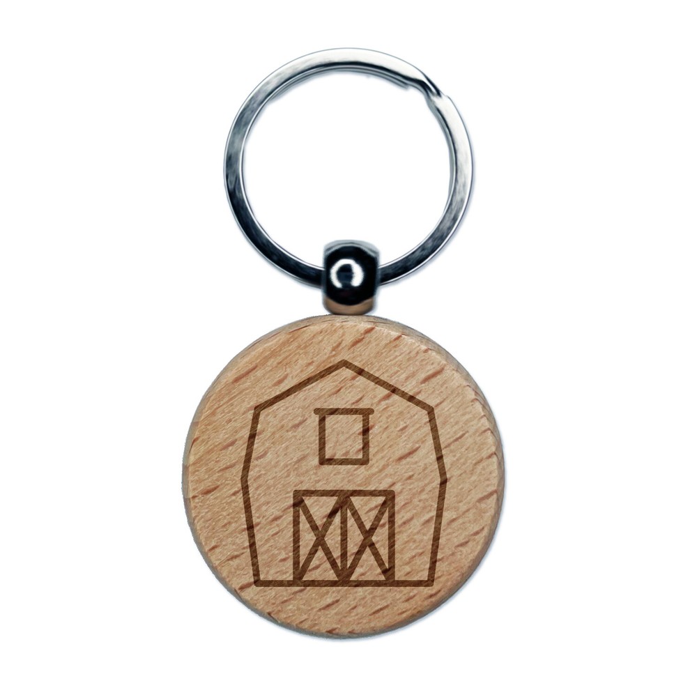 Barn Doodle Engraved Wood Round Keychain Tag Charm