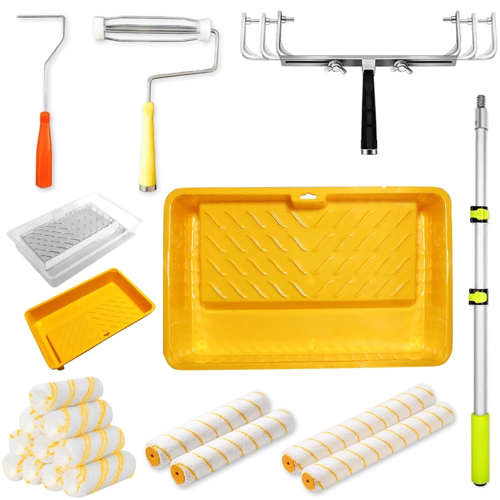 18 inch Paint Roller Kit, Large Paint Roller Tray with Liner, 18 inch Rollers...