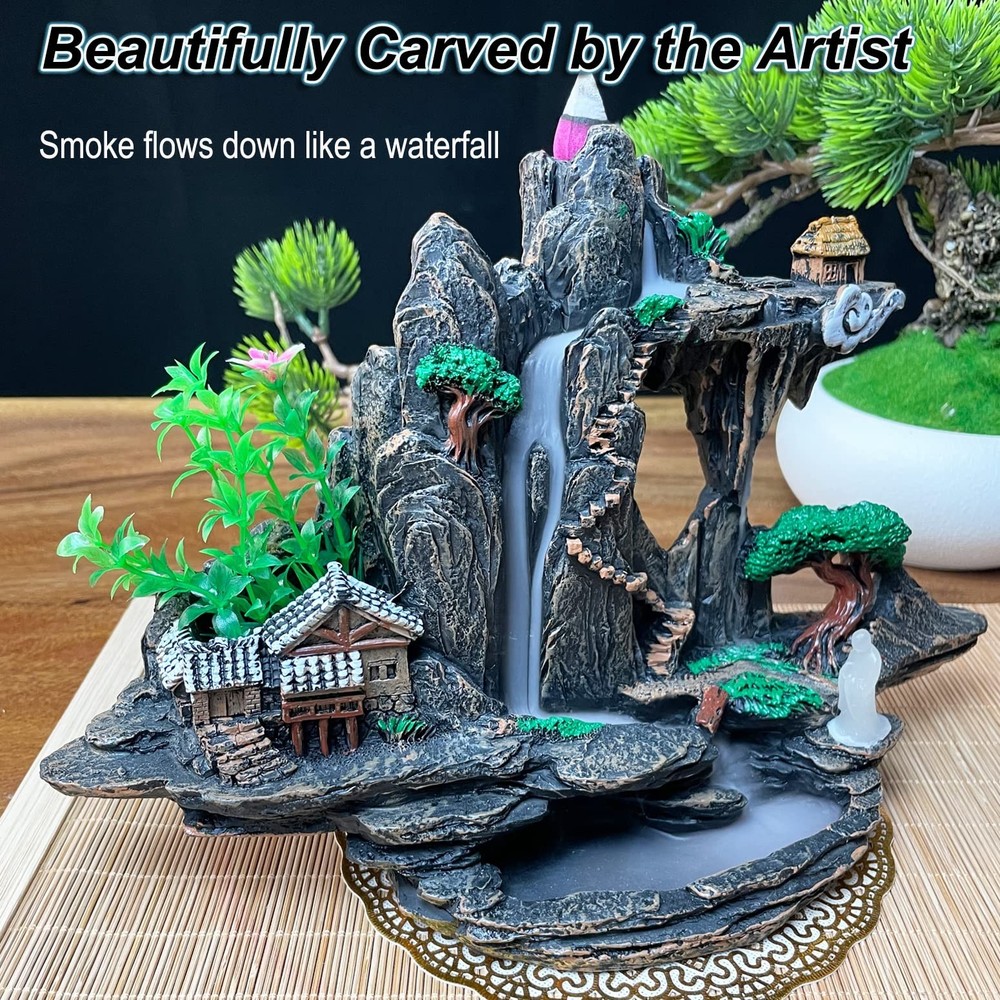 Mountain Waterfall Incense Burner，Backfall Incense Holder River, Incense