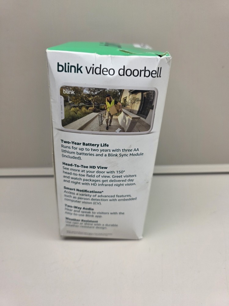 Open Box Blink Video Doorbell Battery Powered 2nd Generation w/Sync Module Black