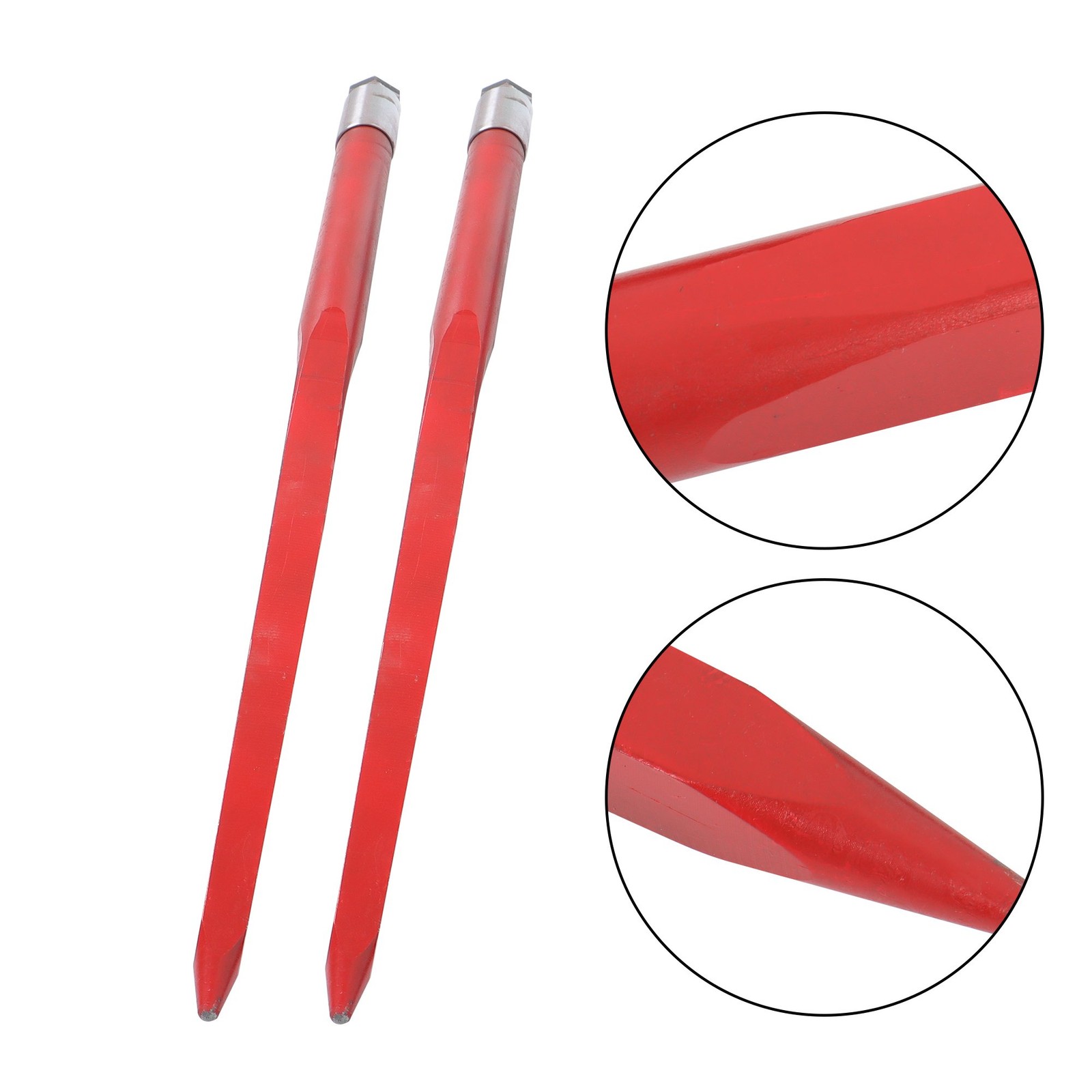 Hay Bale Spear 49" 4500 lbs Capacity 2Pcs Spike Fork For Tractors Loaders Red