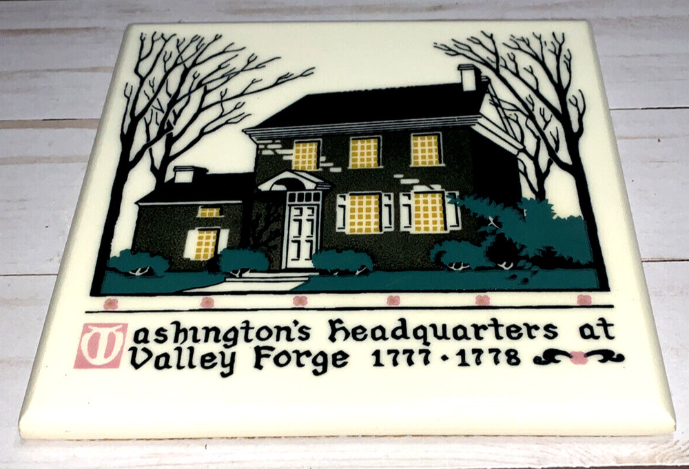 Vintage Ceramic Trivet Washingtons Headquarters Valley Forge American Olean Tile