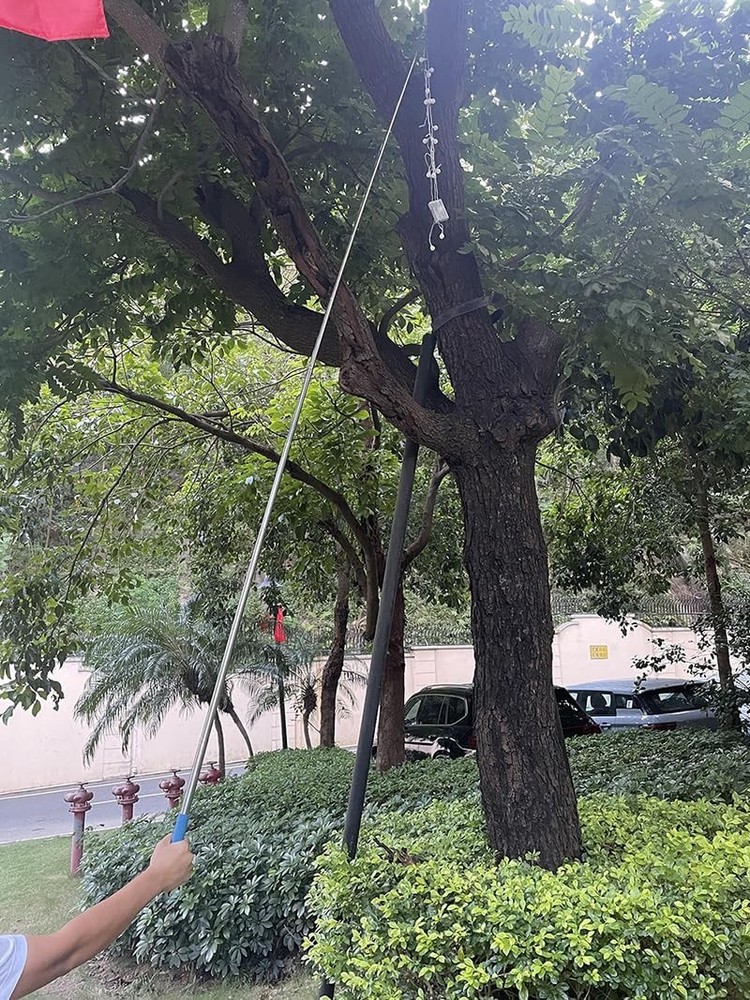 10 FT Telescoping Pickup Tool Magnetic Pole with Hook, Telescopic Push Pull Rod