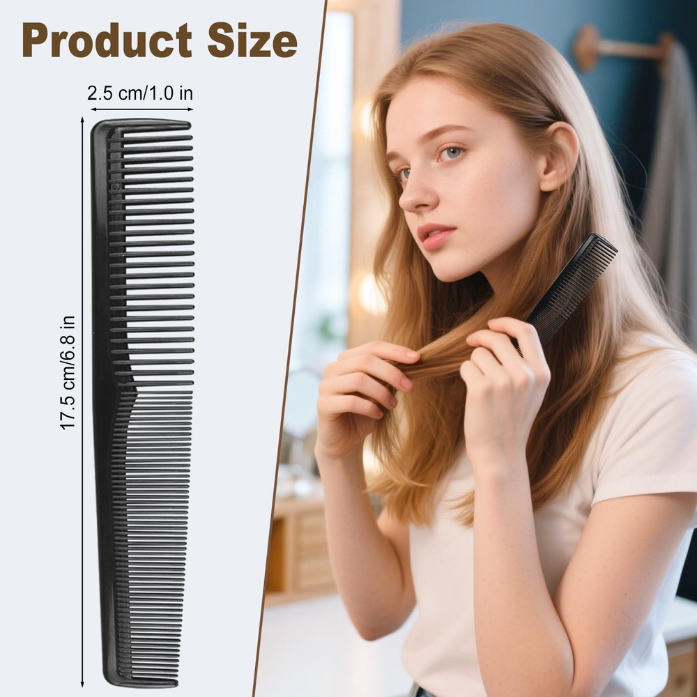 Individually Wrapped Combs,200 PCS Plastic Combs Bulk Black,2 Head Comb, Hair...