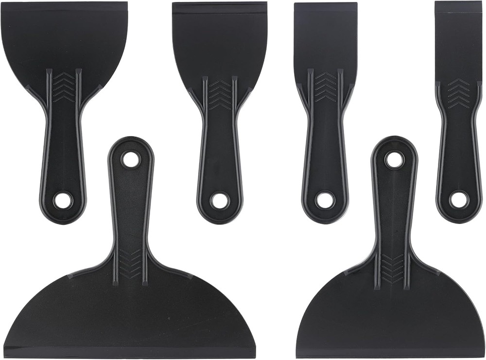 6 Pack Plastic Putty Knife, Durable Plastic Scraper Tool with No-Slip Grip for S