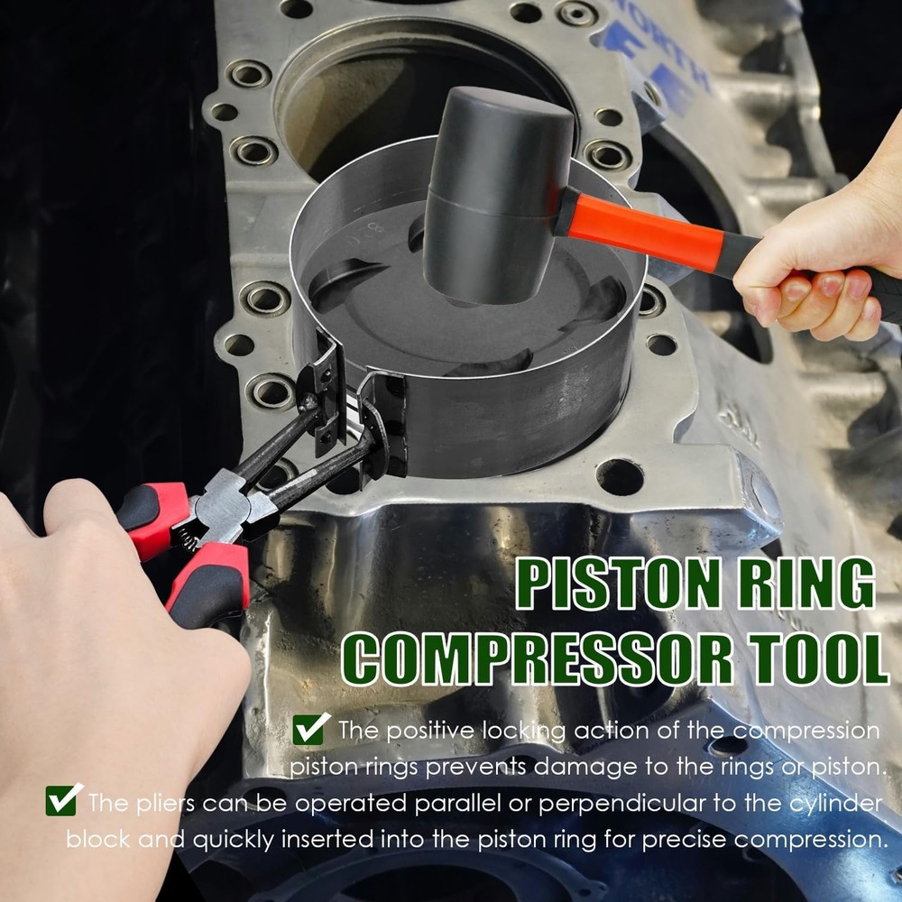 Auto Engine Piston Ring Compressor Tool Set, 13 Piston Rings(85-153Mm) with Pist