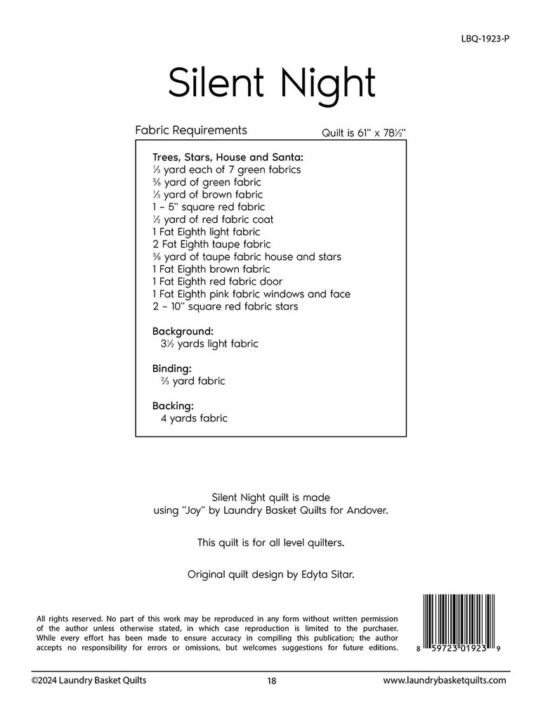 Silent Night Quilt Pattern by Edyta Sitar