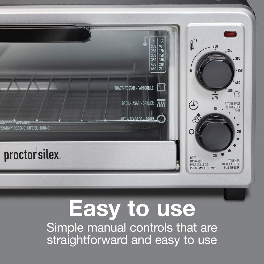 4 Slice Countertop Toaster Oven, Multi-Function with Bake, Toast and Broiler,...