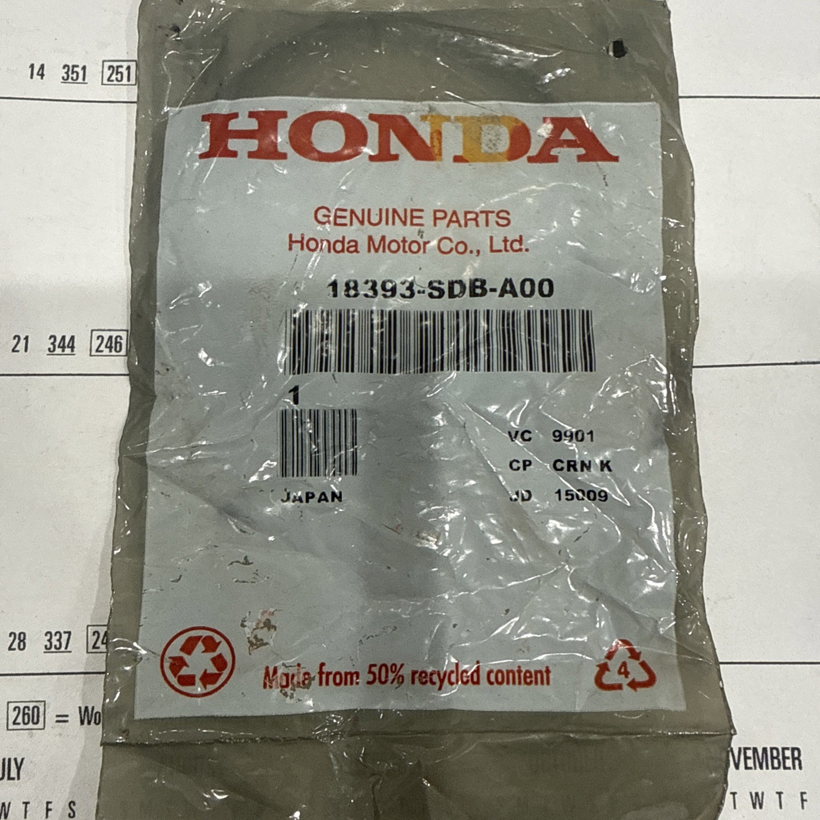 New Genuine Honda OEM Pre-Chamber Gasket: P/N 18393-SDB-A00