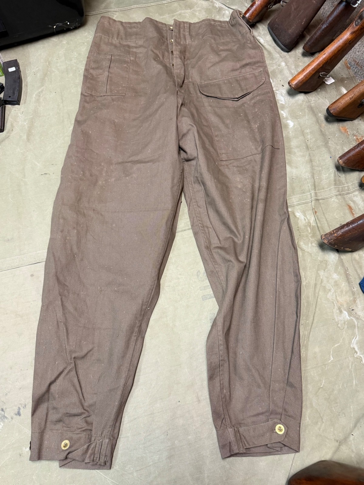 WWII BRITISH ARMY P1937 P37 SUMMER DENIM BATTLEDRESS FIELD TROUSERS-SIZE 2XL LG