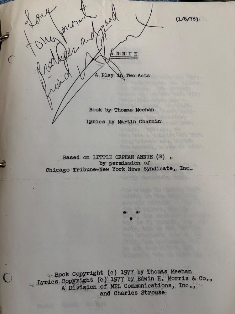 Annie(readthru script’77)/AnnieII:Hannigan’s Revenge(rehearsal script 11/1/89)
