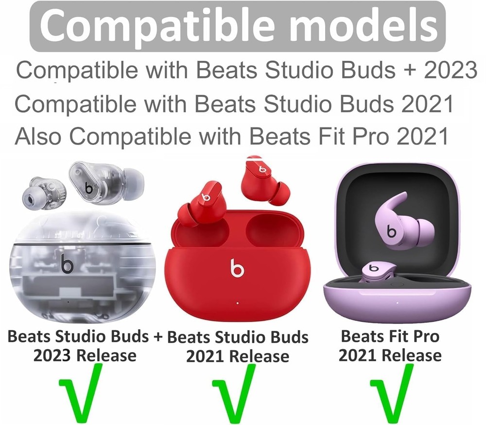 Replacement Silicone Tip Ear Tips Compatible with Beats S/M/L, Transparent