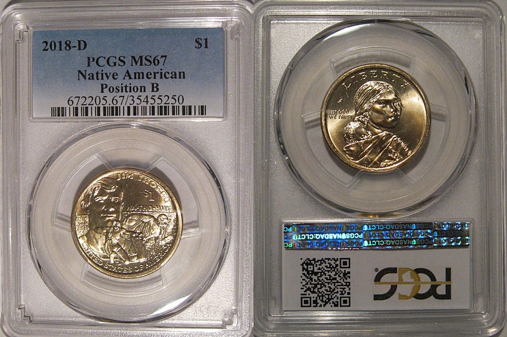 2018 D Native Sacagawea Dollar $1 PCGS MS67 Position B