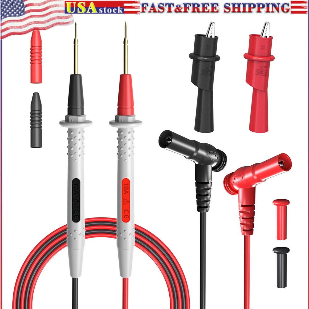 Multimeter Test Lead Kit with Push On Alligator Clip Mini Grabber Test Hook