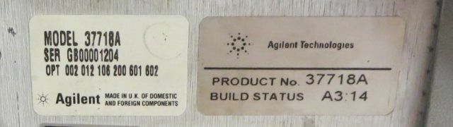 AGILENT 37718A OmniBER 718A Communications Performance Analyzer OPT
