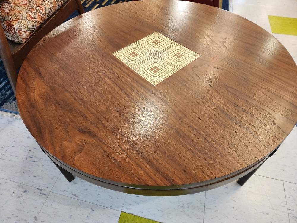 Mid-century Modern Walnut Round Coffee Table