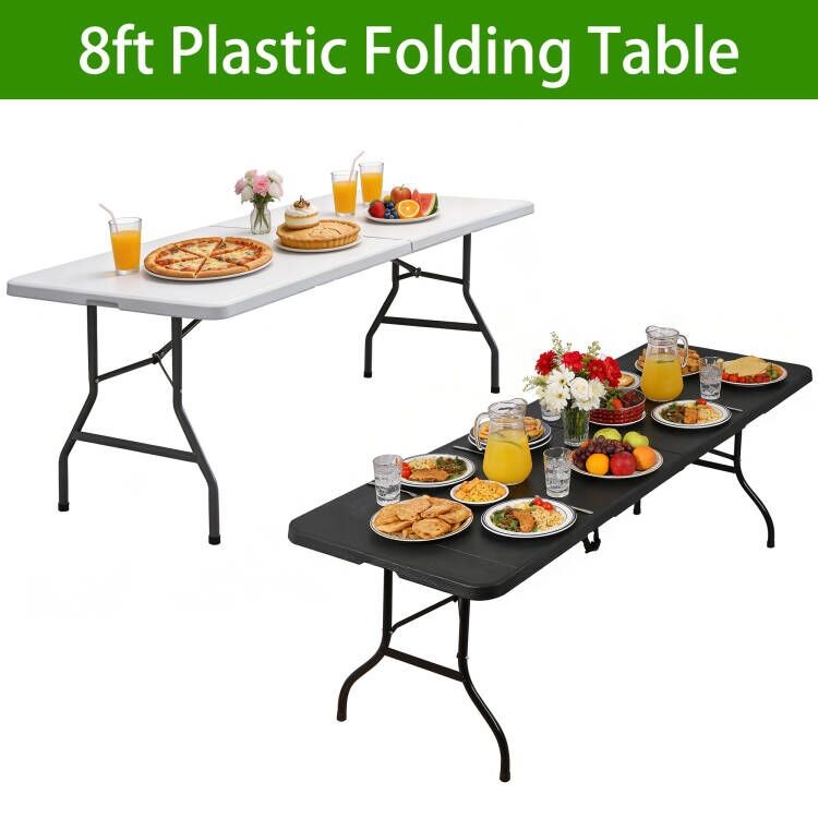 8FT Folable Camping Table w/Handle Safety Lock Dining Table Picnic Camping Table