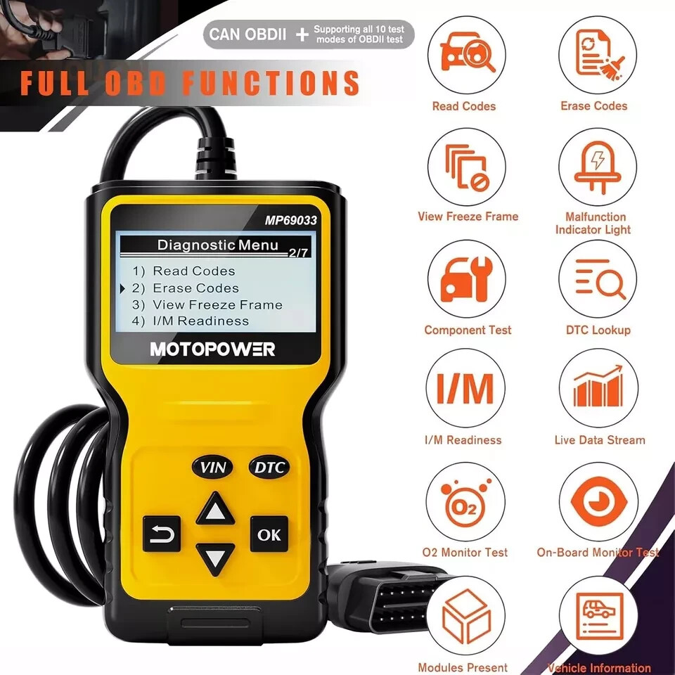 MOTOPOWER MP69033 Car OBD2 Scanner Code Reader Engine Fault Scanner CAN Diagnost