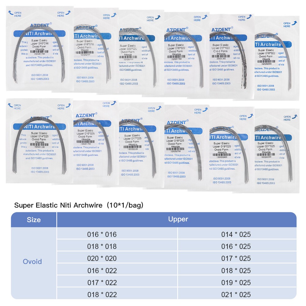 AZDENT Dental Ortho Super Elastic Rectangular Arch Wire Niti Ovoid upper/Lower
