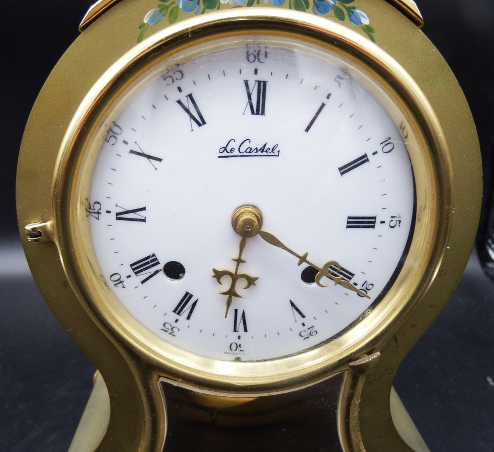 Le Castel Gold colored 10" Mantle clock - needs work - AS IS