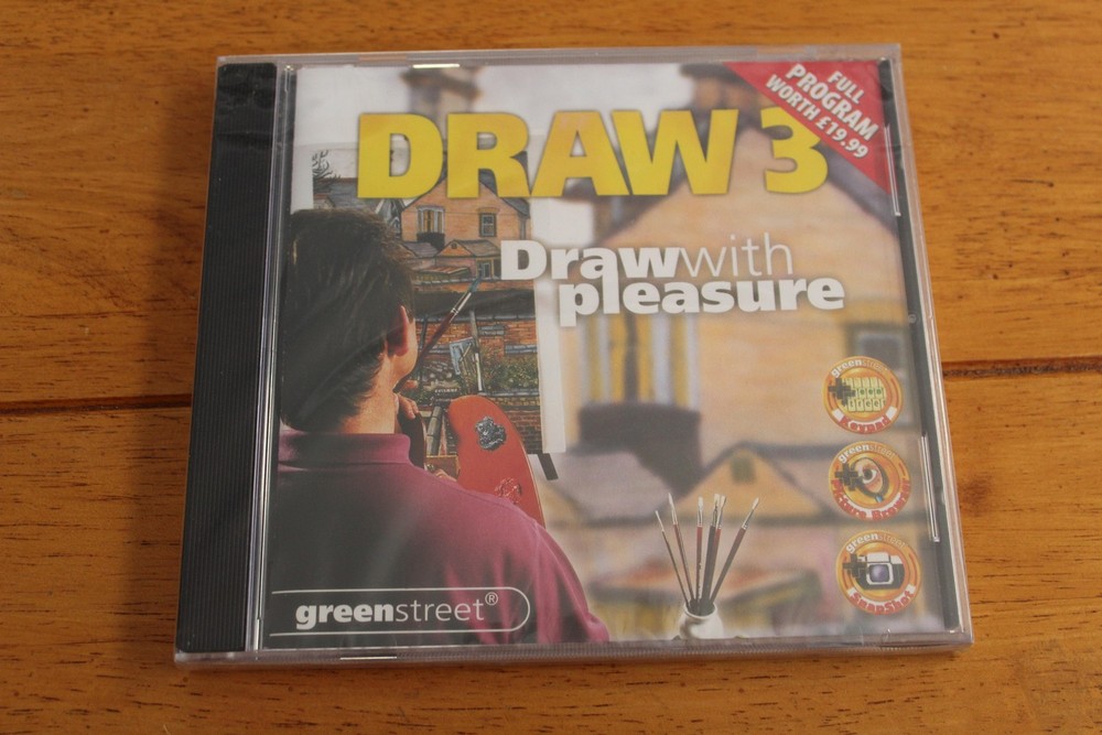 Vintage Greenstreet Draw 3 PC CD-ROM Art Drawing Software Program 2000 Sealed