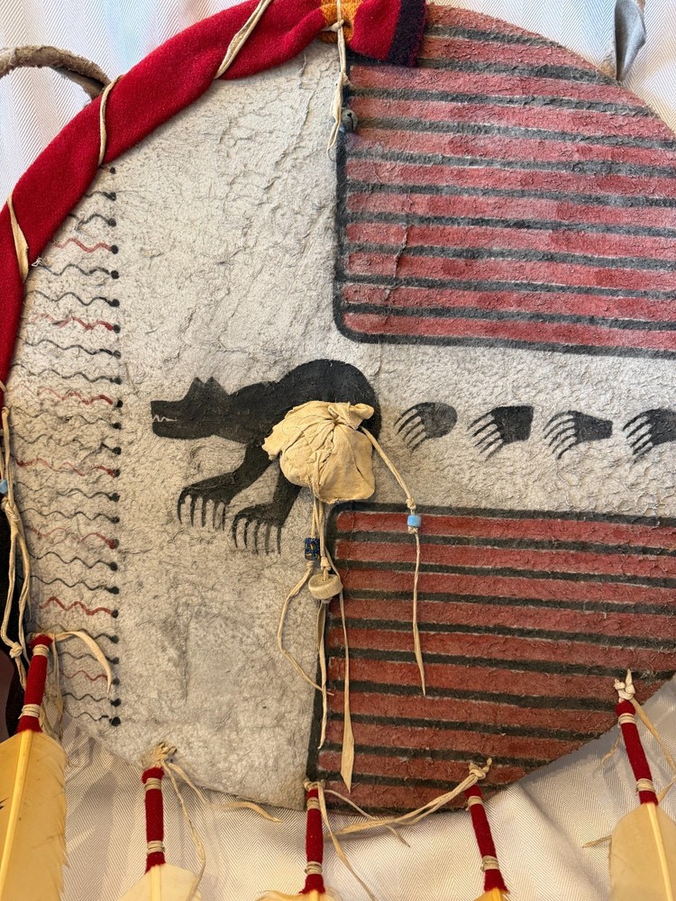 Distinctive Kiowa-Type Design Bear Shield on Buffalo Hide