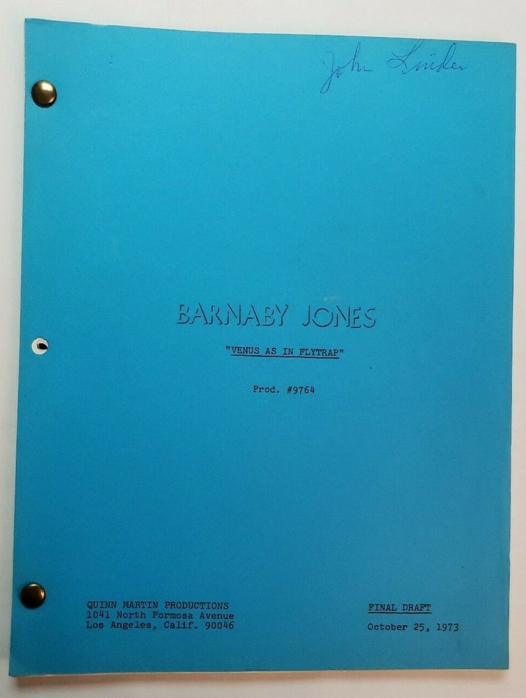 BARNABY JONES / Robert Heverly 1973 TV Script, Jack Ging "Venus as in Flytrap"