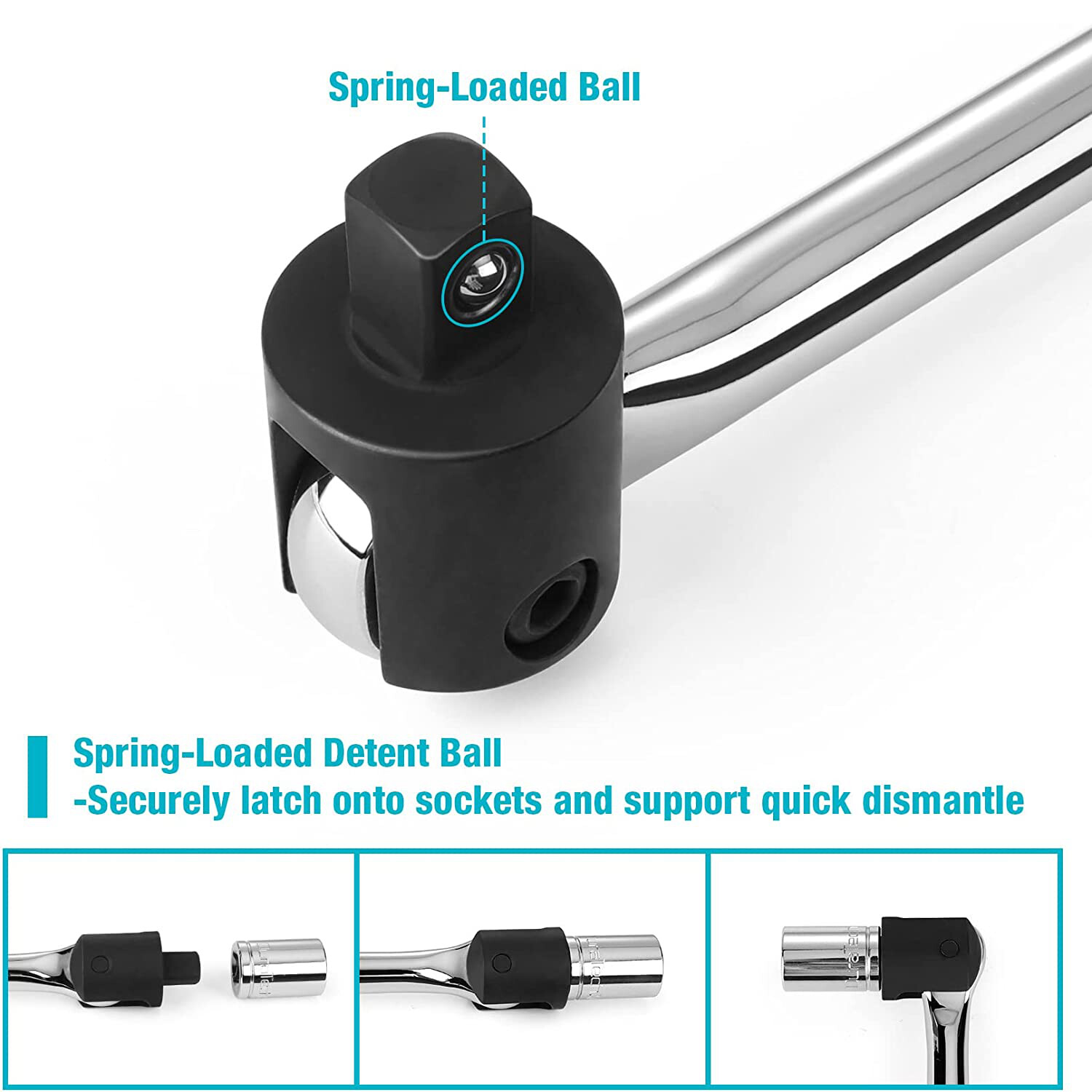 DURATECH Heavy Duty Breaker Bar 1/2'' Drive 24" Breaker Bars with 240° Flex Head