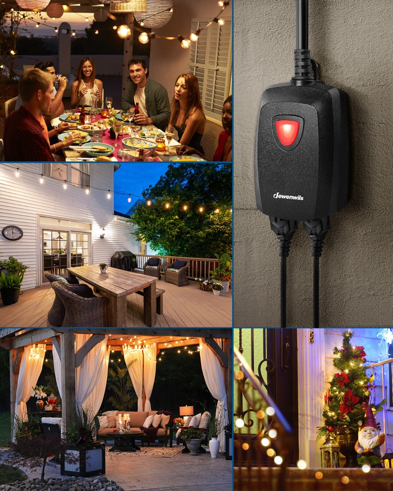 DEWENWILS Outdoor Dimmer for String Lights, 125V Dimmer Plug with 100FT Remote