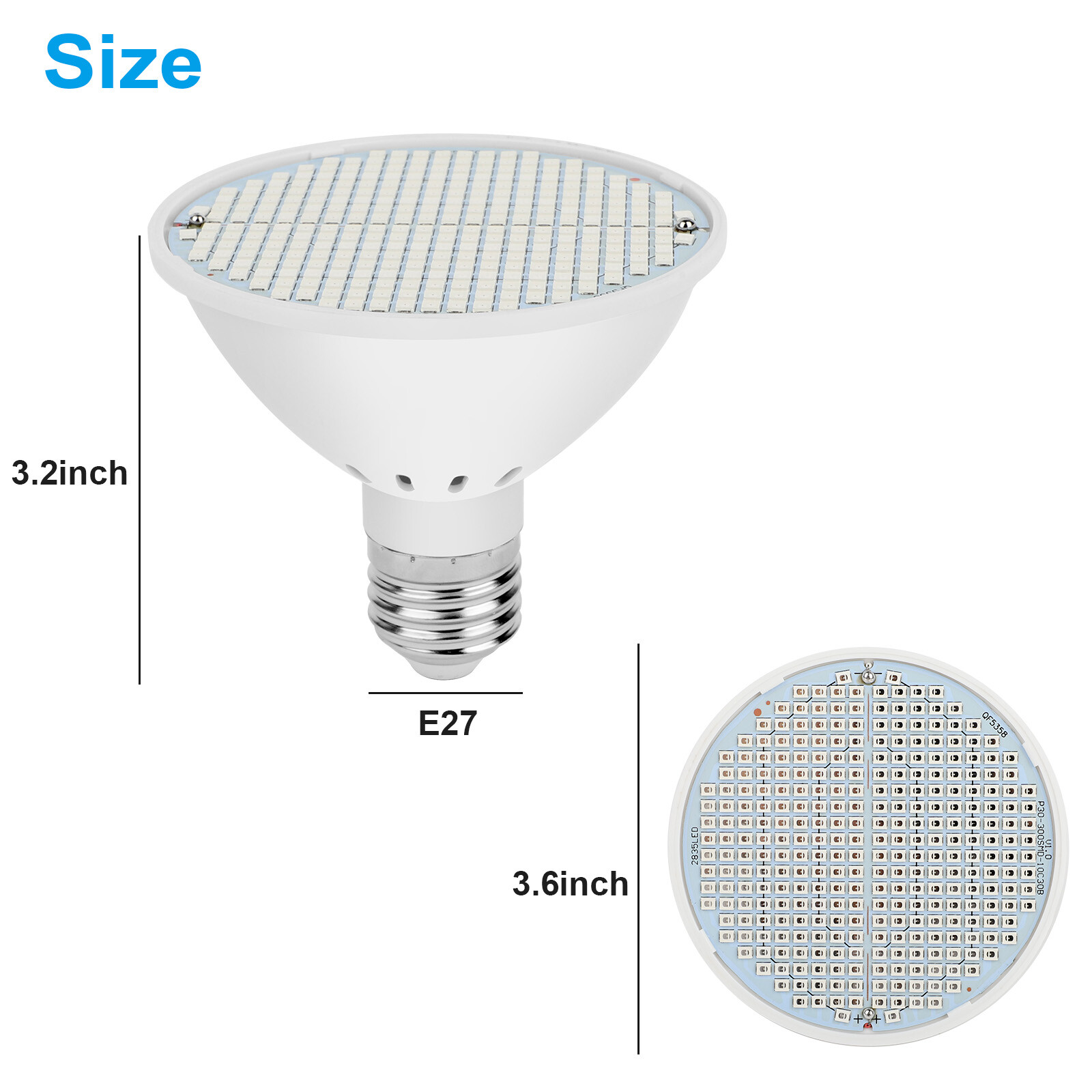 300LED Grow Light Bulb Full Spectrum Light for Indoor Plants Flowers Veg Growing