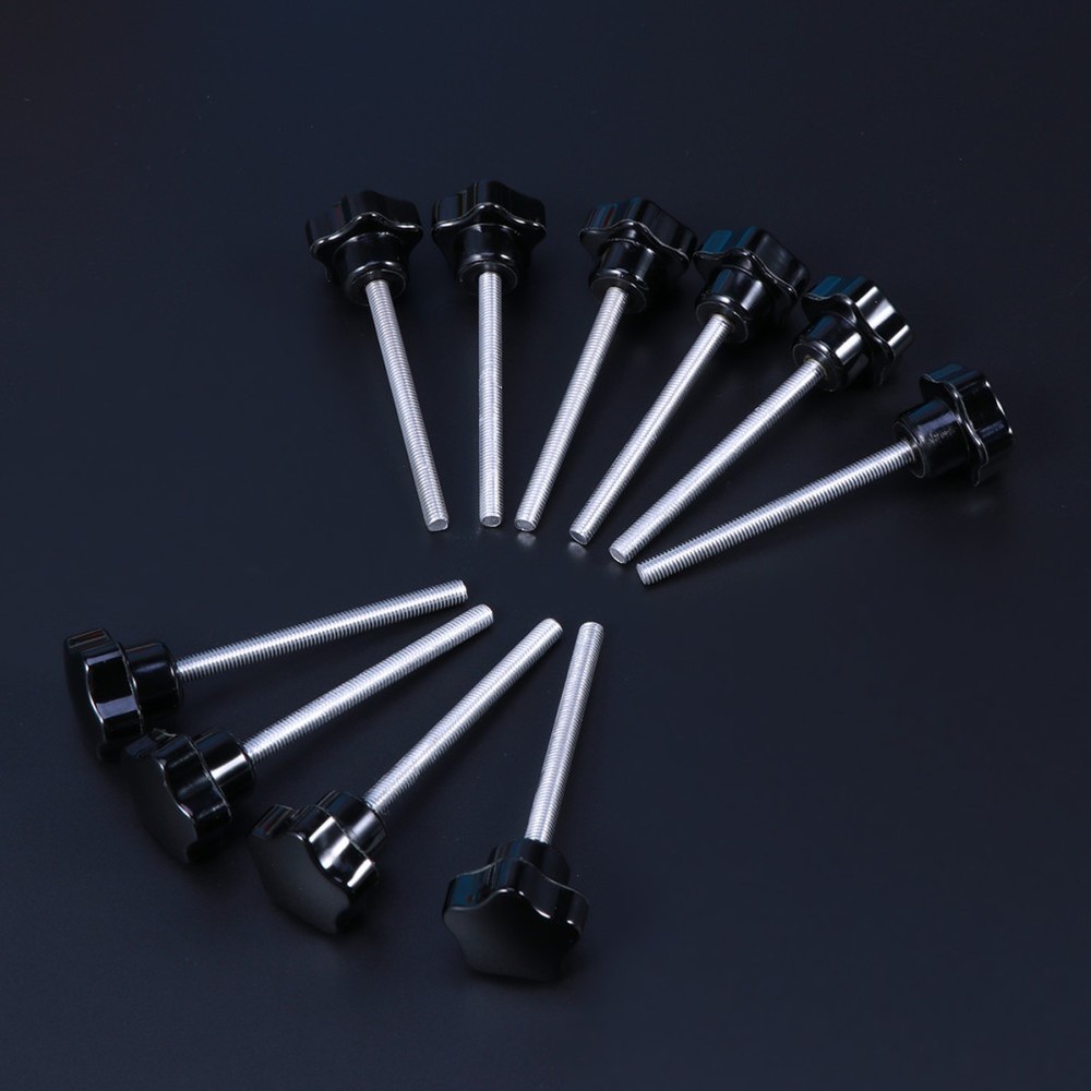 10 PCS M5x60 Hole Five Star Screw Grips Clamping Knobs (Black)