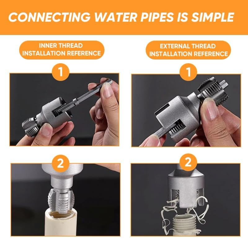 Pipe Thread Cutting Tool,2 Pcs Integrated Internal,External Pipe Threading Tool