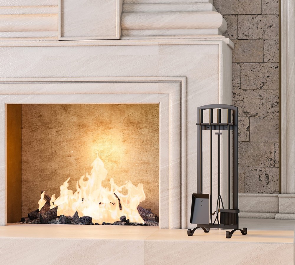 5 Pcs Fireplace Tools Set Handcrafted Holder Outdoor Fire Pit Sets Indoor