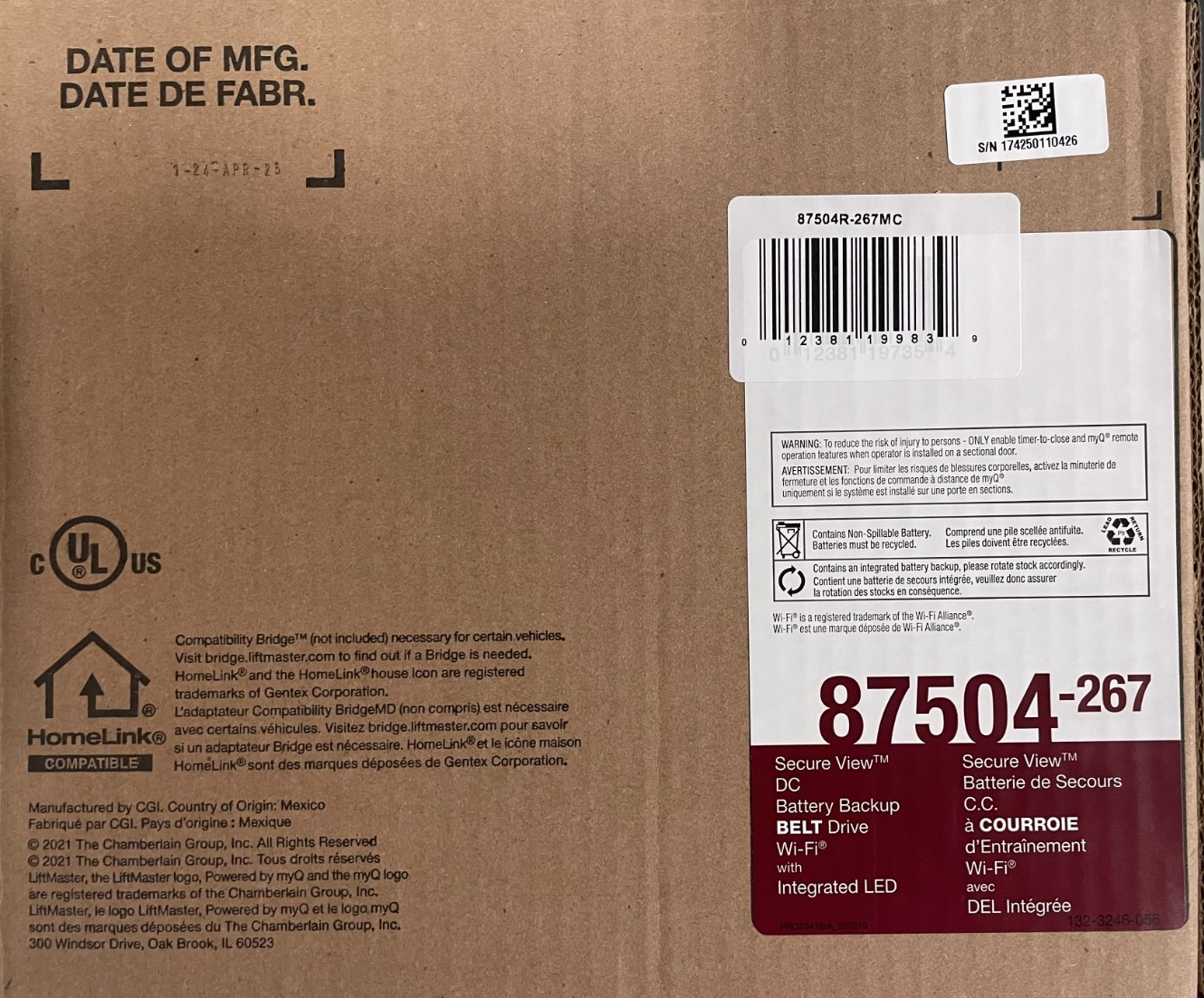 LiftMaster Garage Door Opener, Rails Not Included, Opener Only 87504R-267