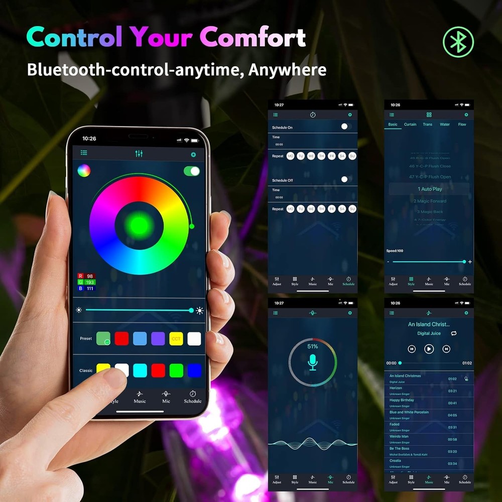 Outdoor String Lights Color Changing - 48FT Sync with Music 48 FT, Multicolor