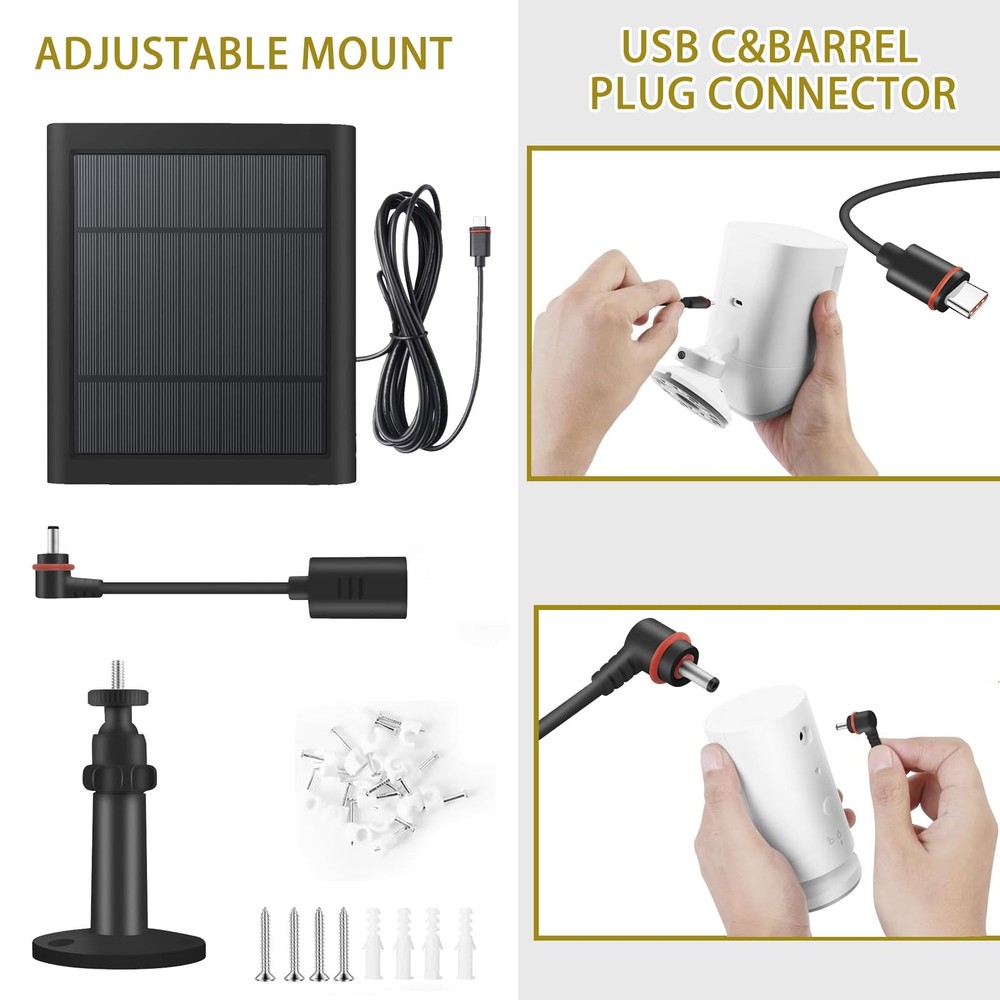 1 Pack Solar Panel for Ring Security Camera Spotlight Cam Plus/ProBattery St...