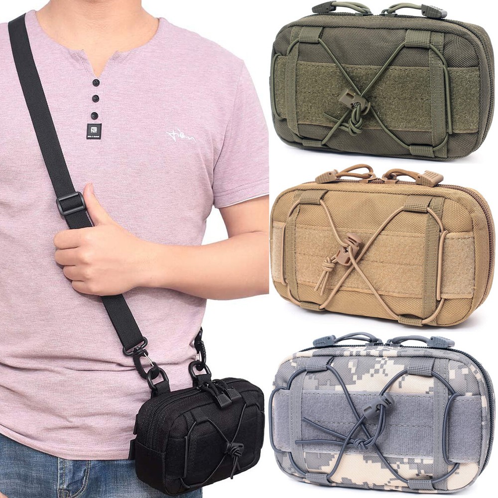 Tactical Molle Admin Pouch Compact 1000D Utility EDC Tool Bag w/ Shoulder Strap
