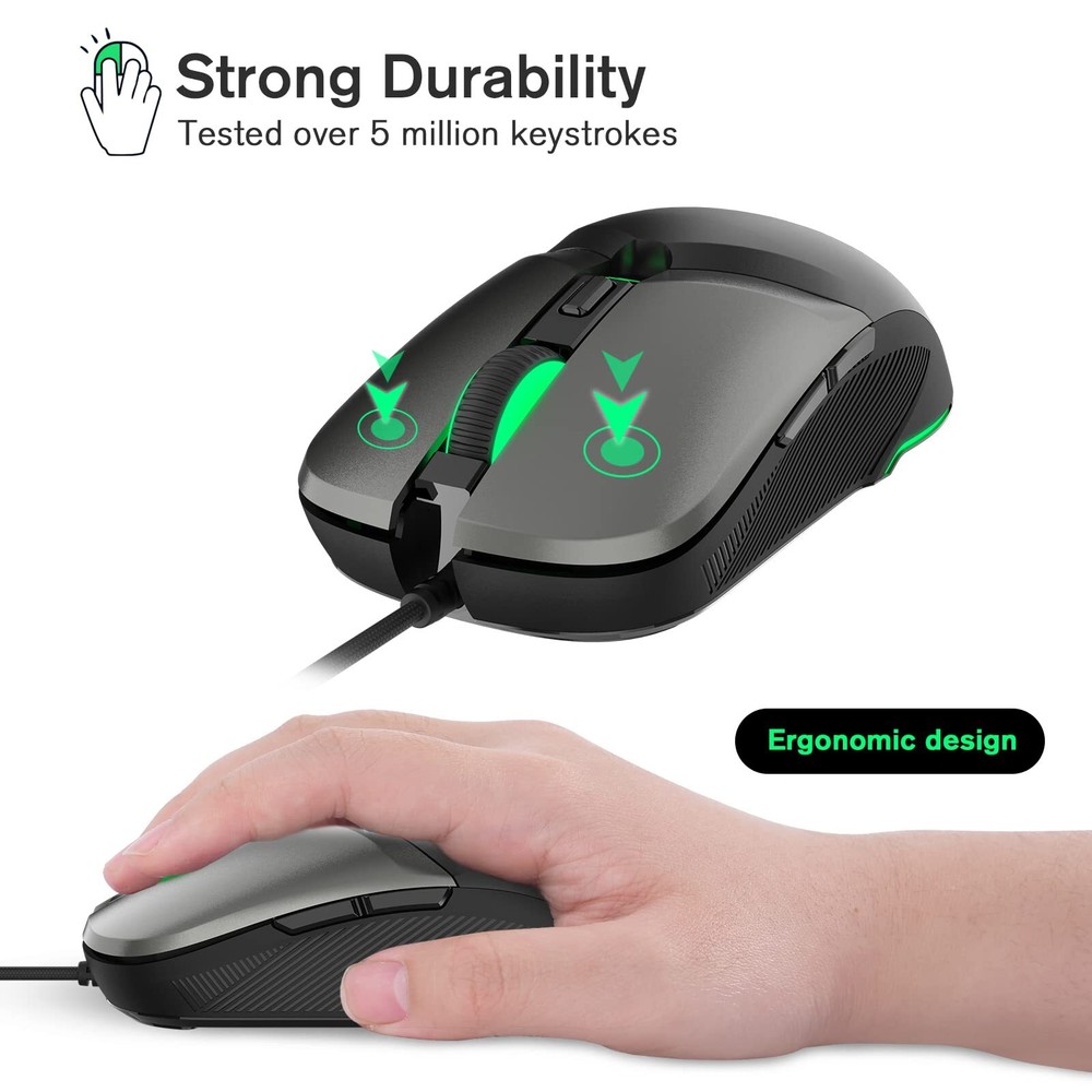 Wired Gaming Mouse USB Optical Computer Mice with High-Precision Adjustable u...