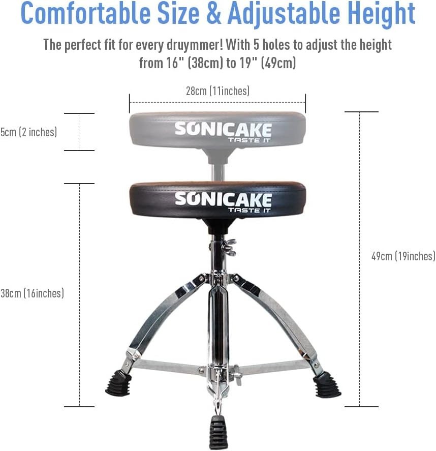 Compact Adjustable Drum Stool with Foldable Design - Perfect for Travel, Black