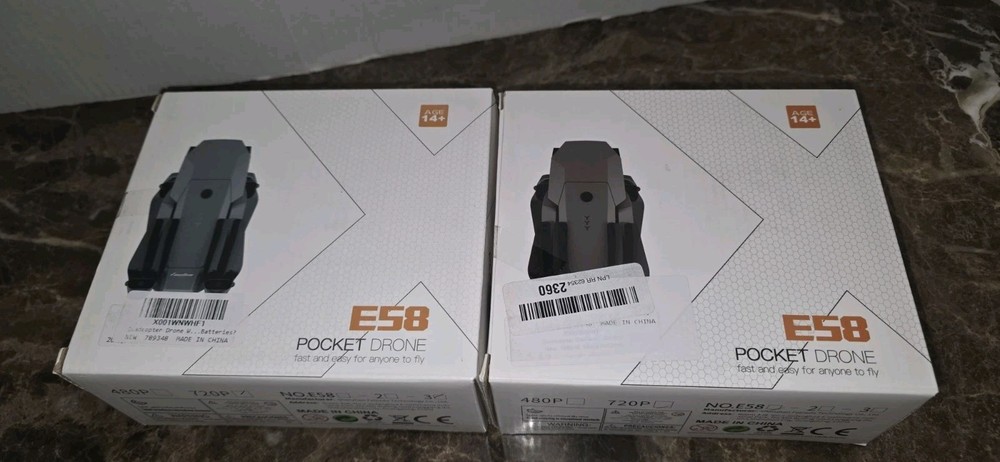 2 Eachine E58 Pocket Drone Quadcopter 720p Camera + 4 Rechargable LiPo Batteries
