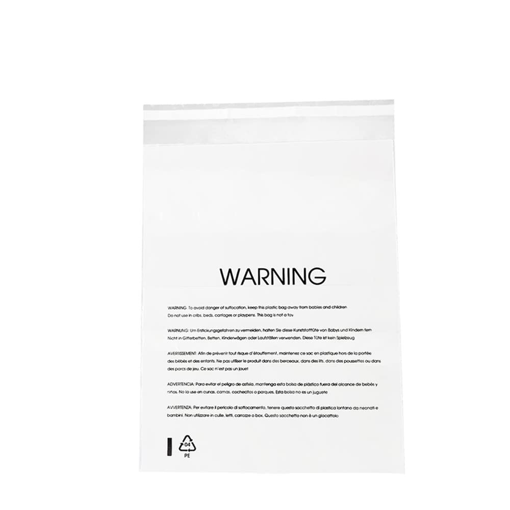 14” X 20” (100 Count) Clear Poly Bags with Suffocation Warning for Packaging,...