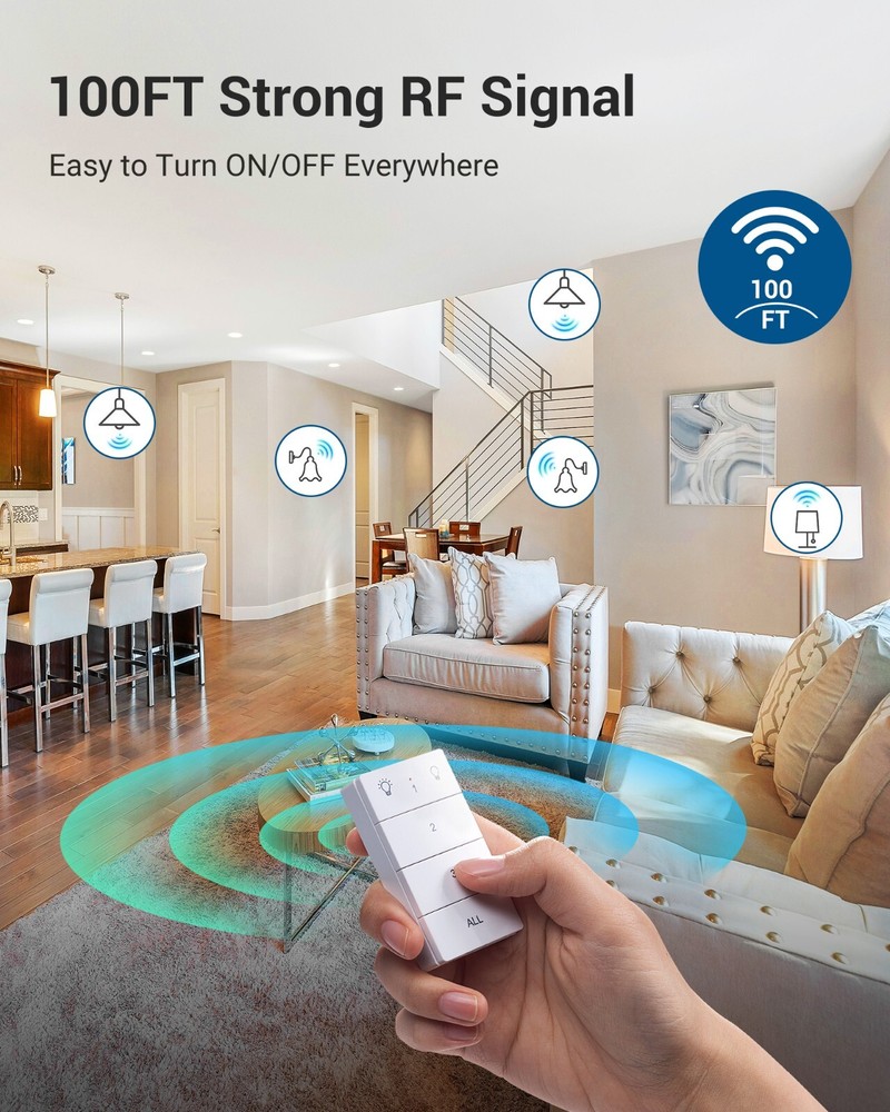 DEWENWILS Remote Control Light Socket, Wireless Light Switch 3 Socket 1 Controll